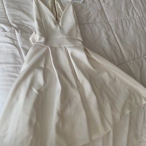 Off white formal dress with high low skirt